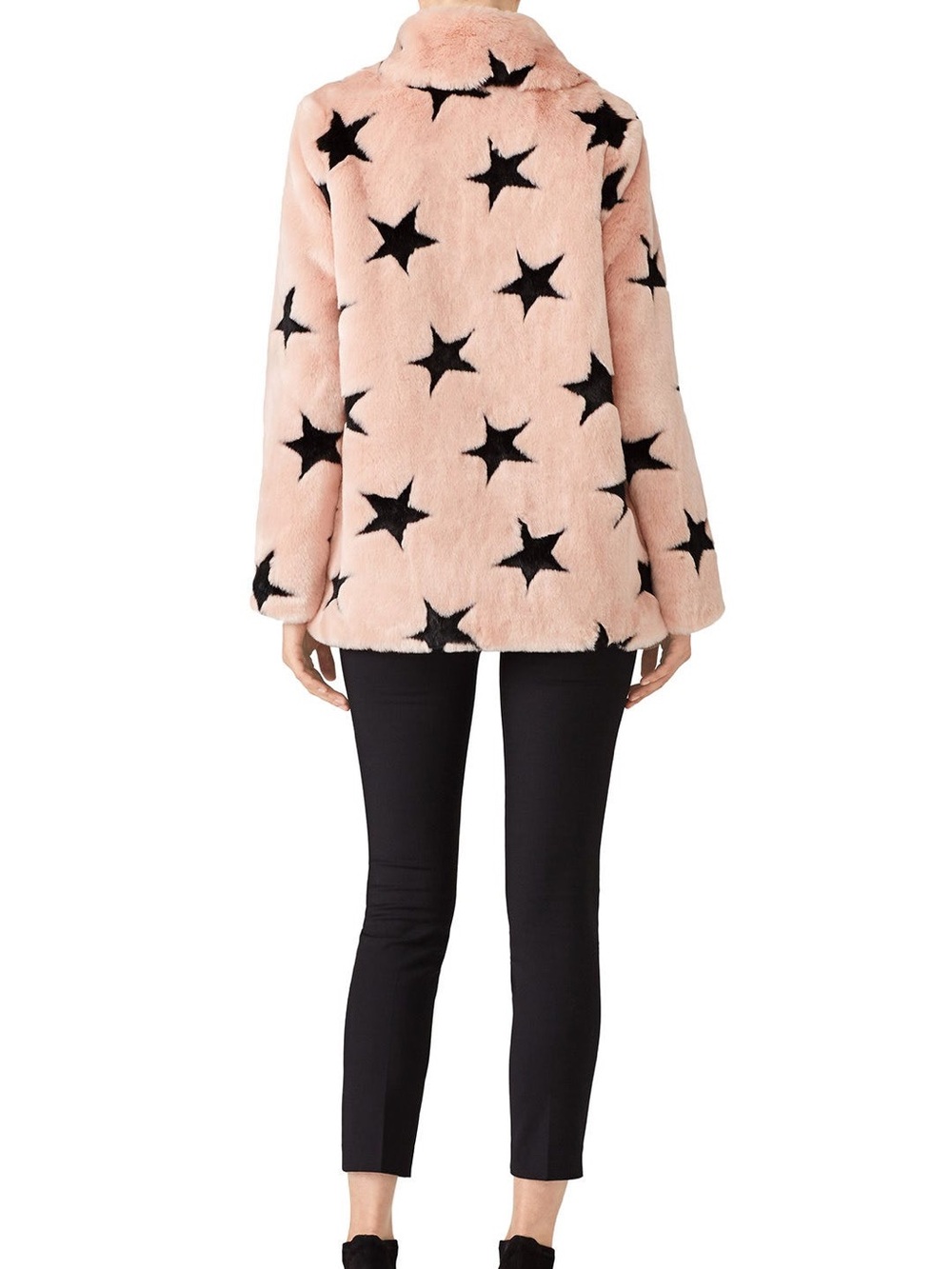 Avec Les Filles Pink Faux Fur Star Jacket with Black Stars - Picture 3 of 8